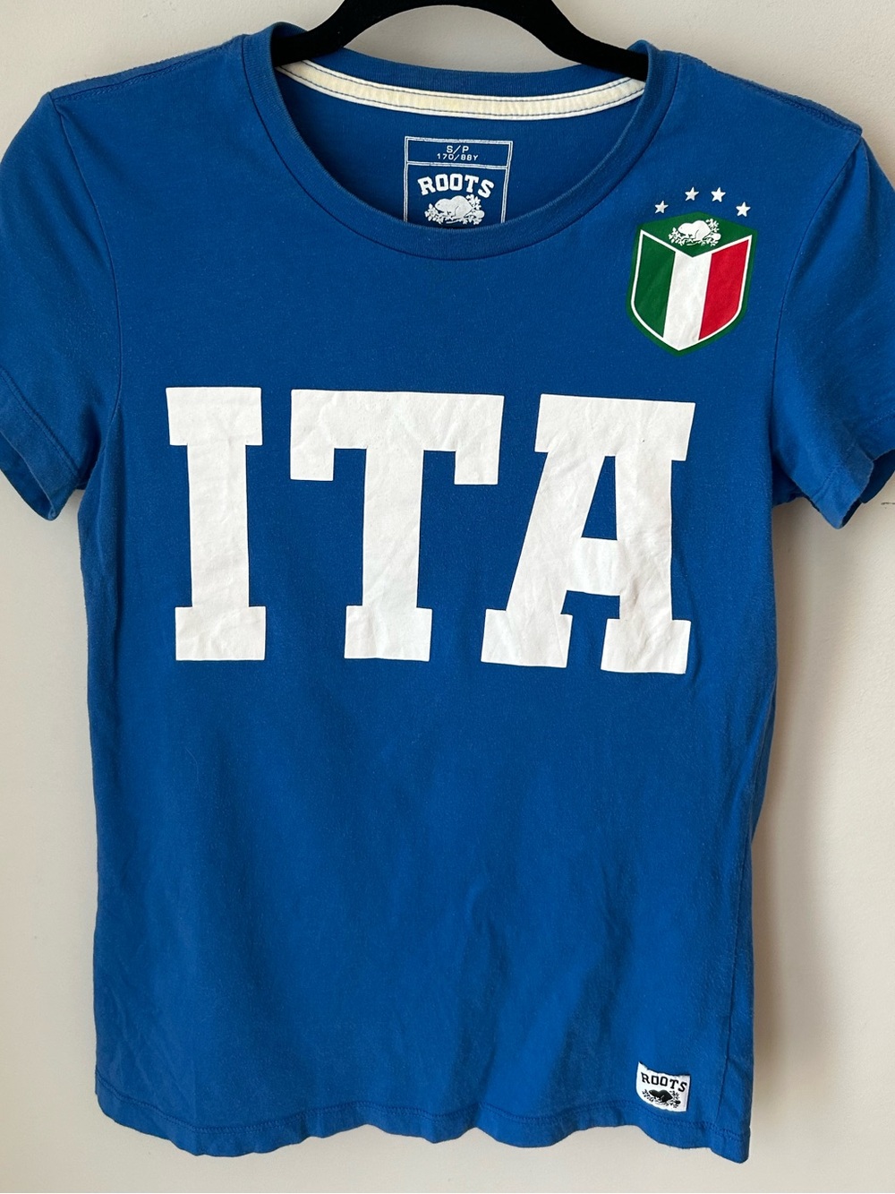 Roots Blue ITALY Graphic Tee - Size Small - 100% Cotton